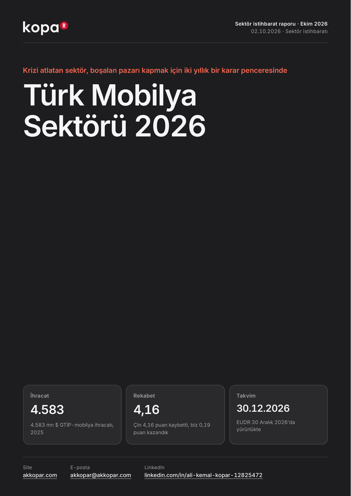 Sektör raporunun kapak sayfası.